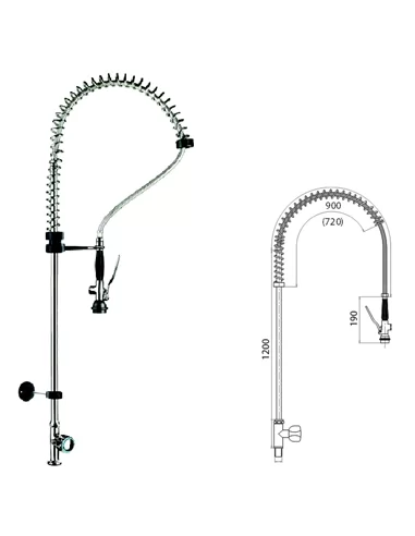 Torneira água fria de bancada monofuro com duche – Torneiras – CNI - Carlos Nunes e Irmãos - Comércio de Frio Industrial