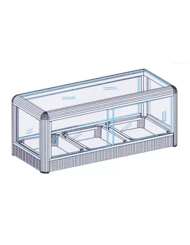 Vitrine neutra expositora para balcão, 3 couvetes – Vitrines Neutras Expositoras – CNI - Carlos Nunes e Irmãos - Comércio de Frio Industrial