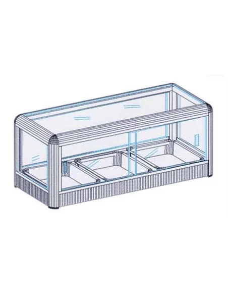 Vitrine neutra expositora para balcão, 3 couvetes - 0119.024.01