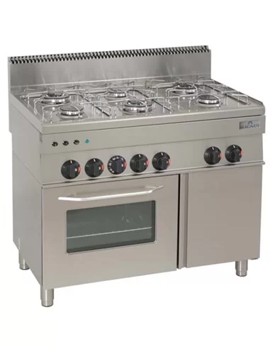 Fogão a gás com 6 queimadores + forno multifunções a gás + a – estufas – CNI - Carlos Nunes e Irmãos - Comércio de Frio Industrial