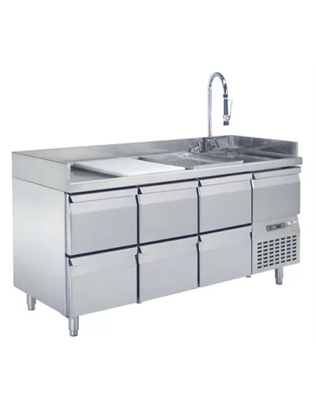 Bancada de preparação de seis gavetas - 0413.024.34