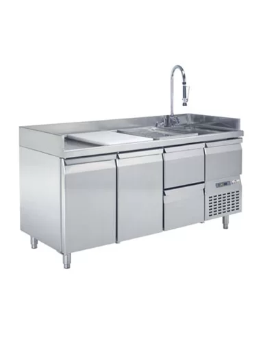 Bancada de preparação de duas portas e duas gavetas – Bancadas Refrigeradas – CNI - Carlos Nunes e Irmãos - Comércio de Frio Industrial