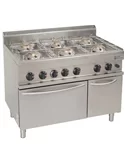 Fogão a gás com 6 queimadores + forno a gás + armário