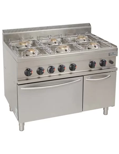 Fogão a gás com 6 queimadores + forno a gás + armário – CNI - Carlos Nunes e Irmãos - Comércio de Frio Industrial